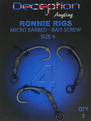 Deception Angling RONNIE RIGS with BAIT SCREW micro barbed size 4