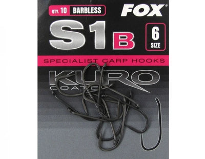 Fox Kuro S1B Barbless Carp Hooks size 6