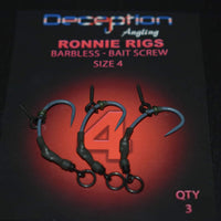 Deception Angling RONNIE RIGS with BAIT SCREW barbless size 4