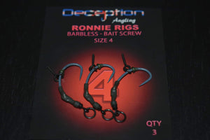 Deception Angling RONNIE RIGS with BAIT SCREW barbless size 4